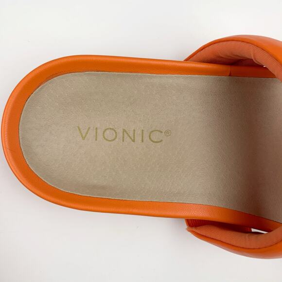 Vionic Mayla Slides Sandals Orange Double Padded Straps Slip On Women's 8.5 - Picture 6 of 11
